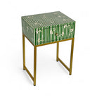 Bone Inlay Green Bedside Table
