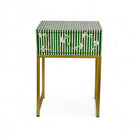 Bone Inlay Green Bedside Table
