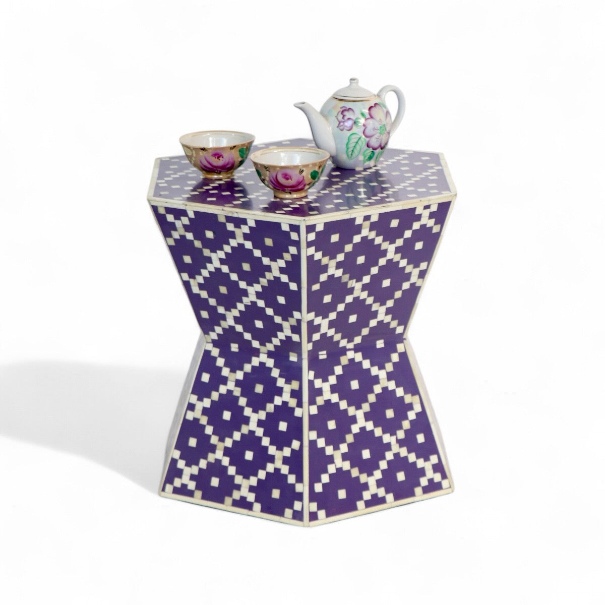 Bone Inlay Hexagon Table
