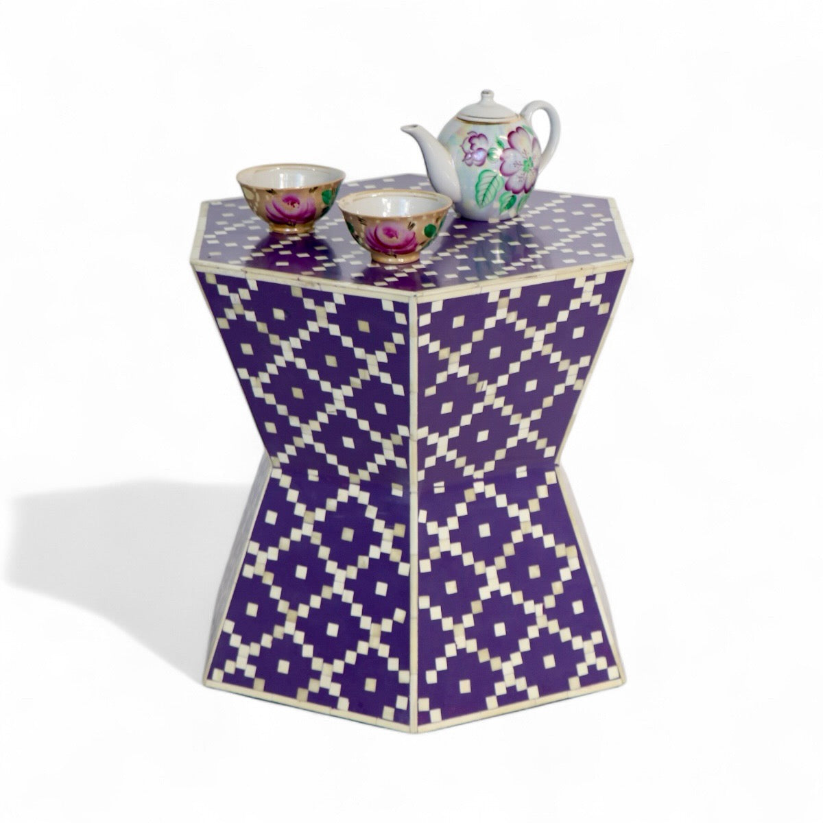 Bone Inlay Hexagon Table