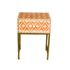 Bone Inlay Orange Ikat Bedside