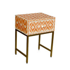 Bone Inlay Orange Ikat Bedside