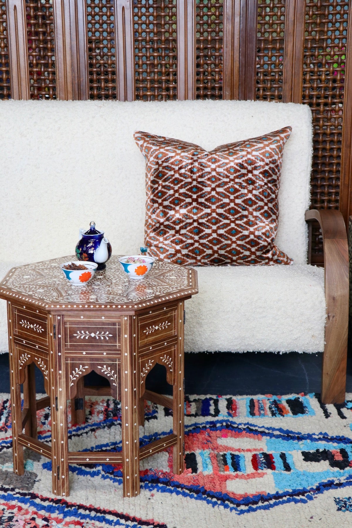 Brown Ikat Velvet Pillow