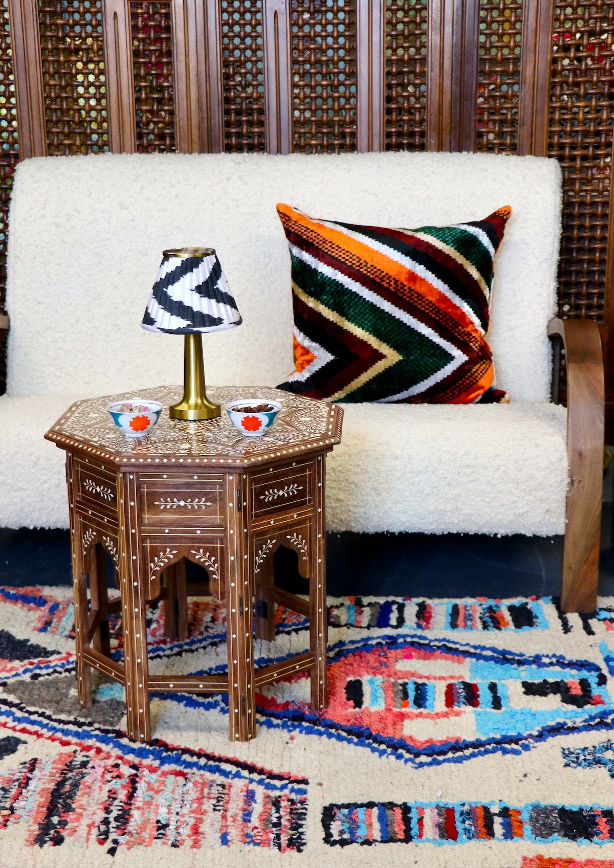 Check-board Ikat Velvet Pillow