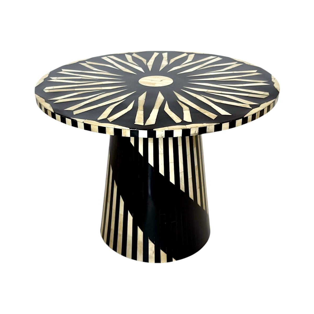 Contemporary Black & Natural Bone Inlay Resin Table