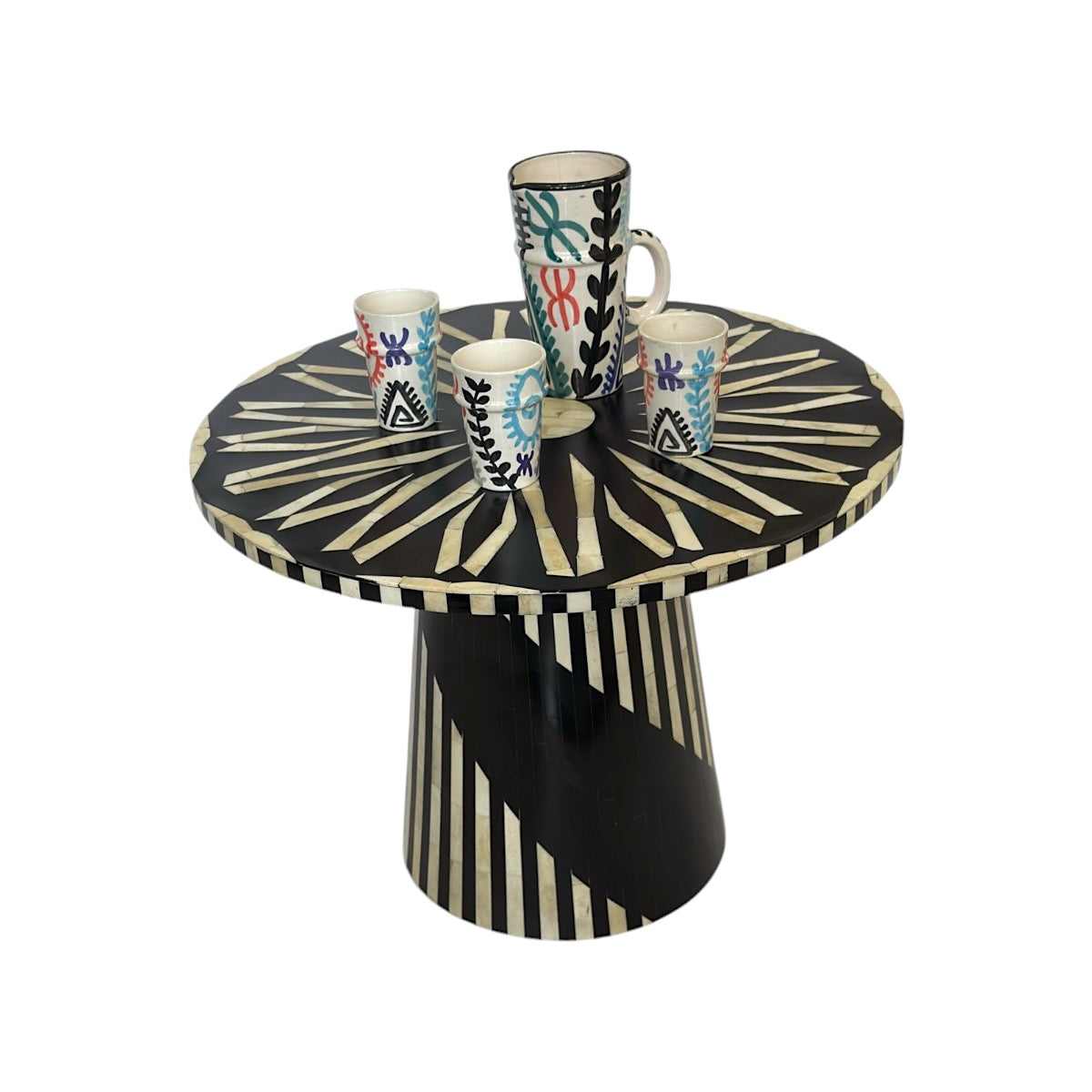 Contemporary Black & Natural Bone Inlay Resin Table