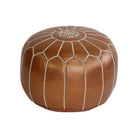 Moroccan Copper Leather Pouf