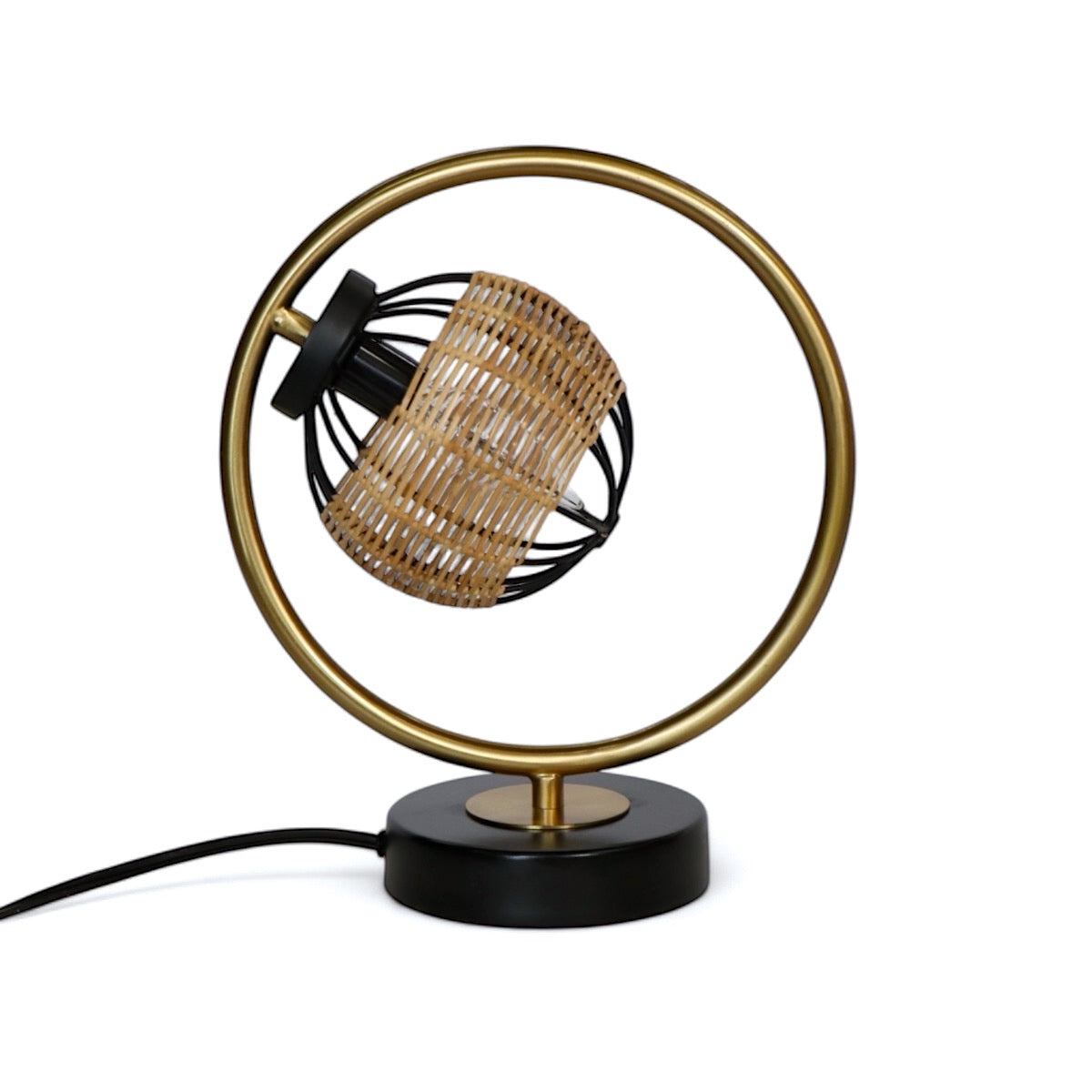 Elegant Brass & Rattan Table Lamp