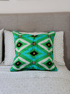 Emerald Oasis Velvet Ikat Pillow