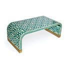 Fez Bone Inlay Coffee Table with Arabesque Pattern- Turquoise