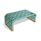Fez Bone Inlay Coffee Table with Arabesque Pattern- Turquoise