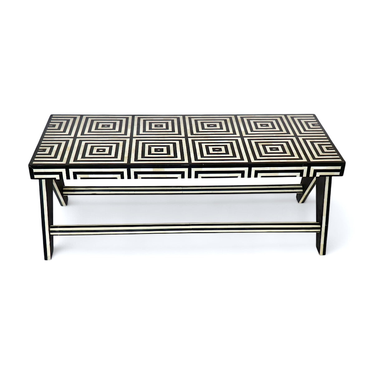 GEOMETRIC PATTERNED BONE INLAY BENCH