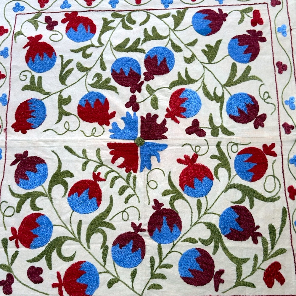 Hand-Embroidered Suzani Tablecloth - 35" x38"