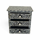 Handcrafted Black Bone Inlay Nightstand Table