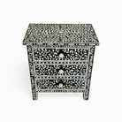 Handcrafted Black Bone Inlay Nightstand Table