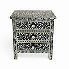 Handcrafted Black Bone Inlay Nightstand Table