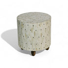 Handcrafted Bone Inlay Table with Black Dots