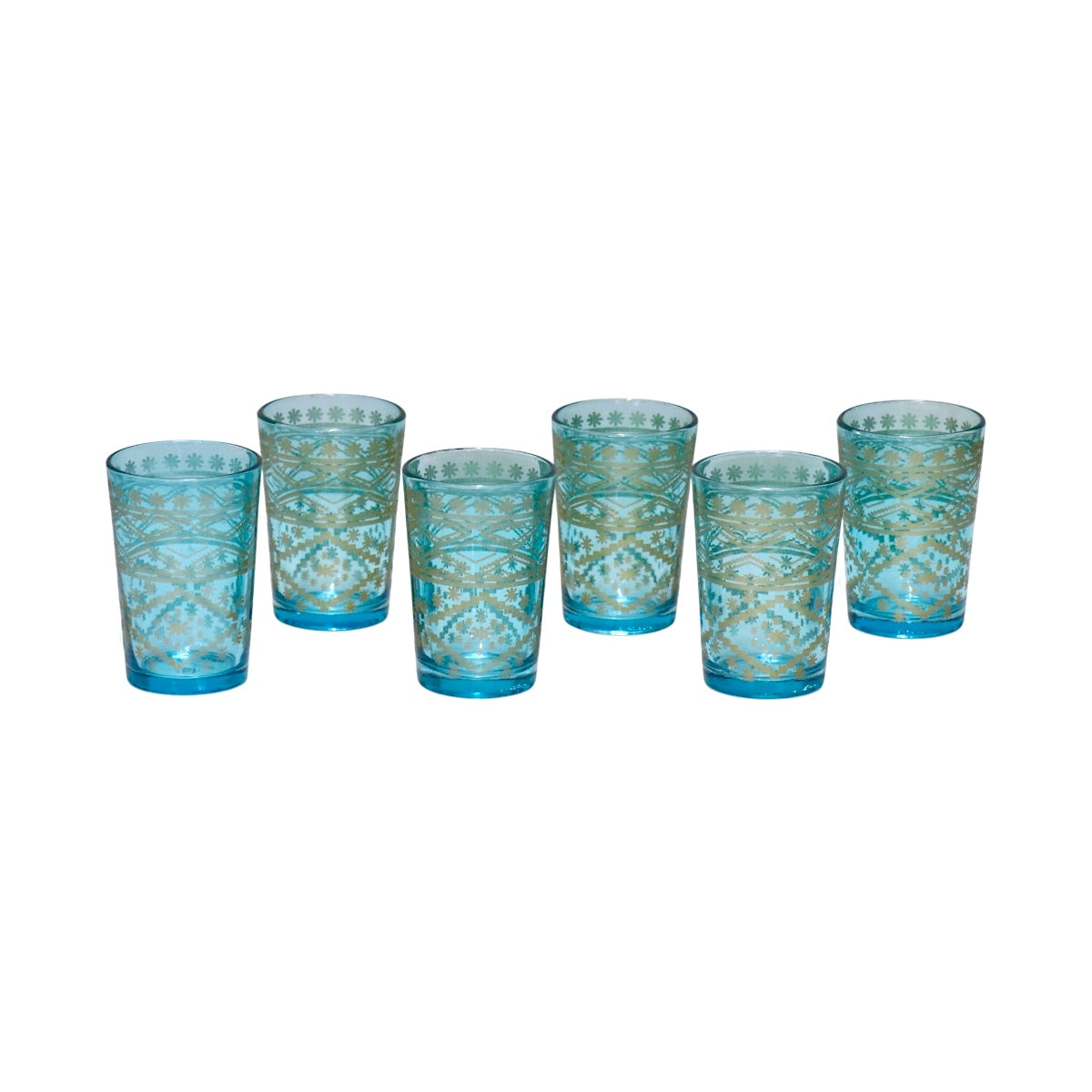 Morada Moroccan Tea Glasses Set of 6- Turquoise