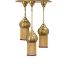 Brass Chandelier with Dangling Fringes