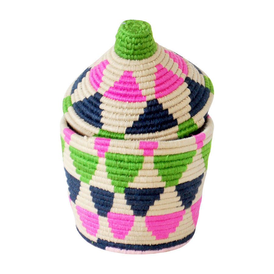 Moroccan Bread Basket, Pink and Green