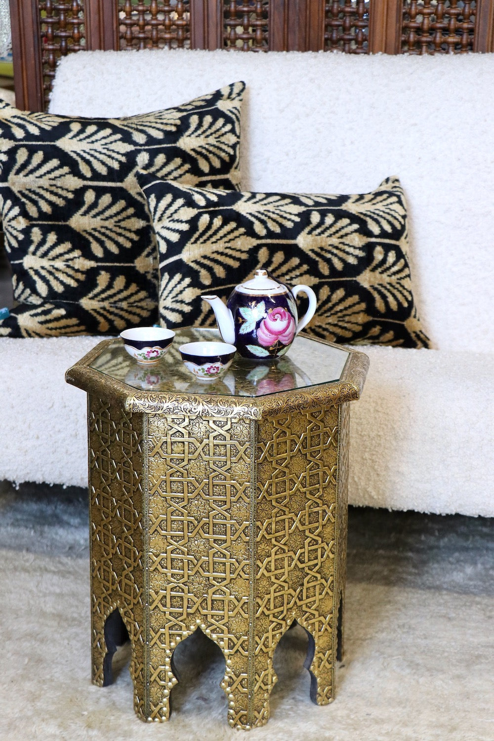 Moroccan Gold Metal Table