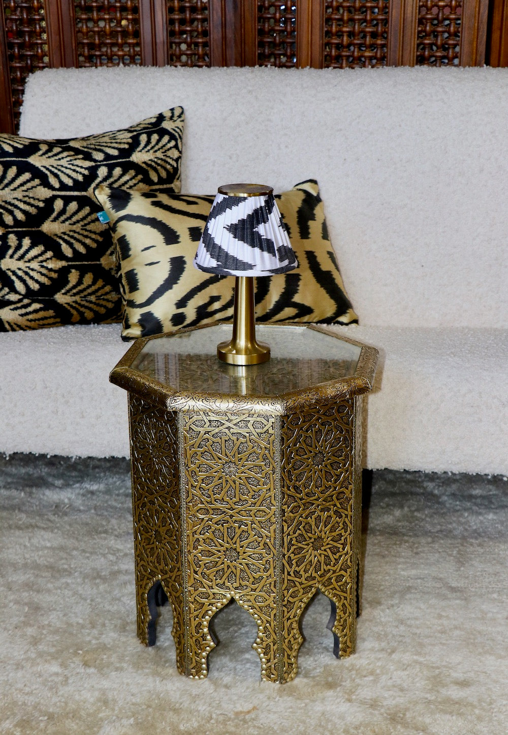 Moroccan Golden Metal Side Table