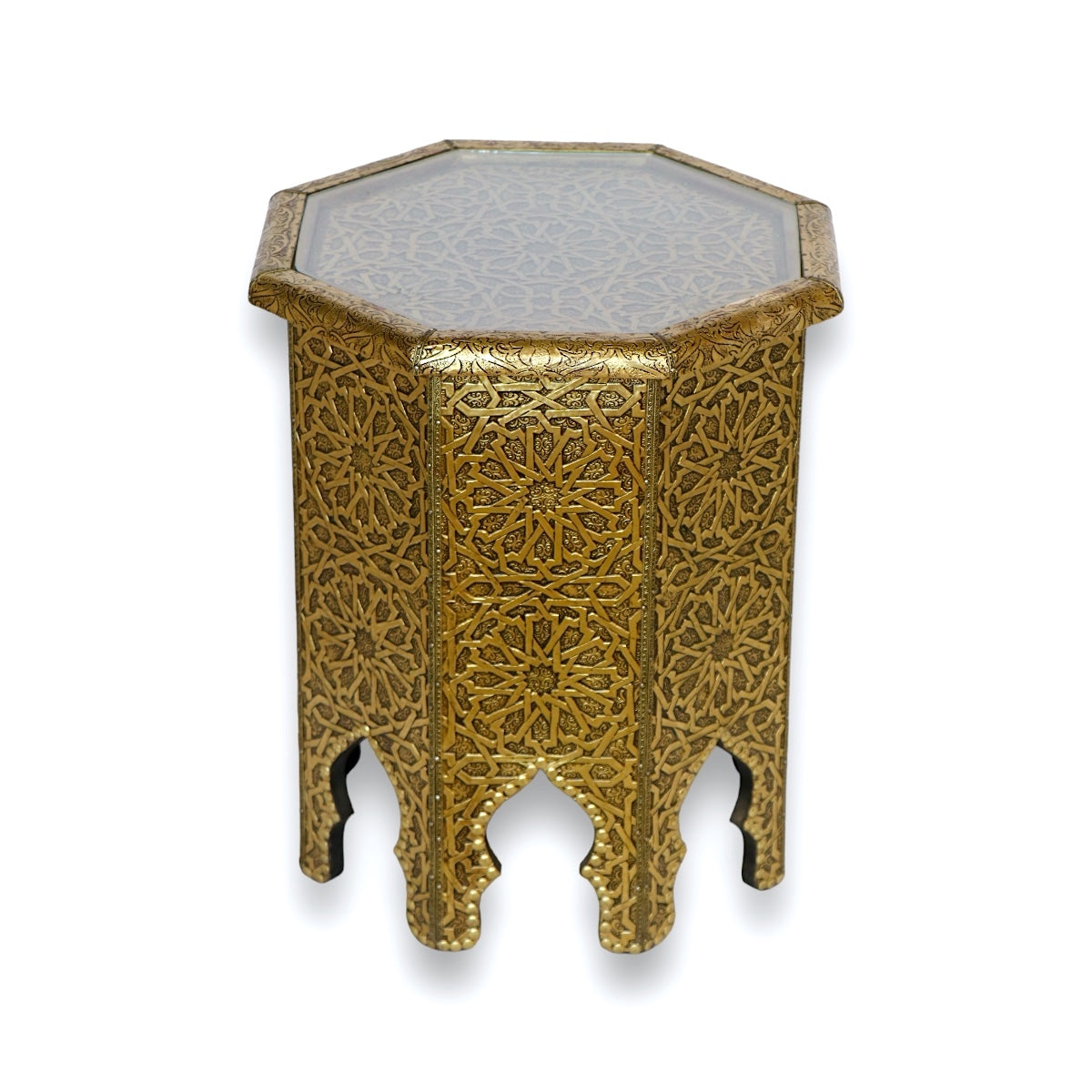 Moroccan Golden Metal Side Table