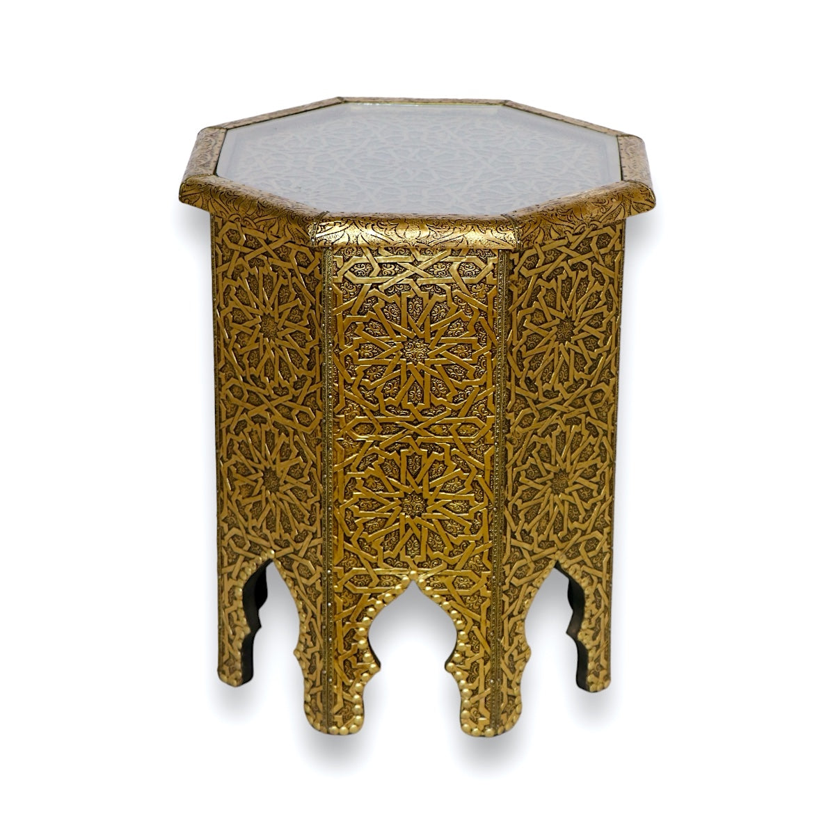 Moroccan Golden Metal Side Table