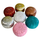Moroccan Copper Leather Pouf