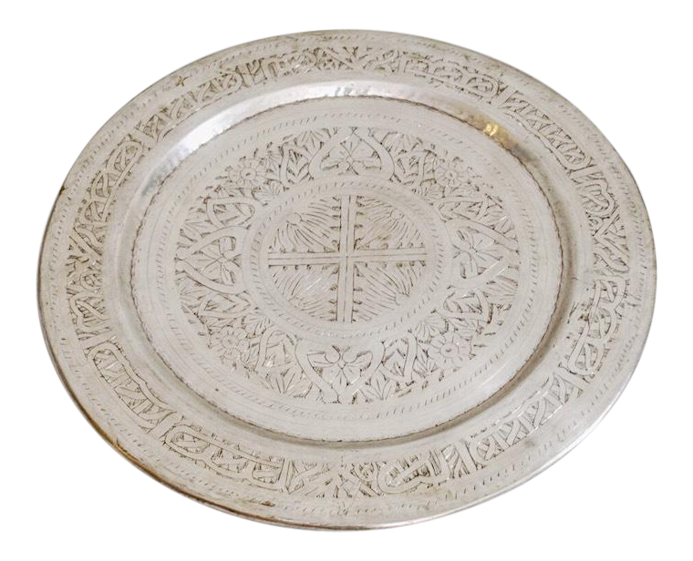 Moroccan Silver Metal Serving Tray