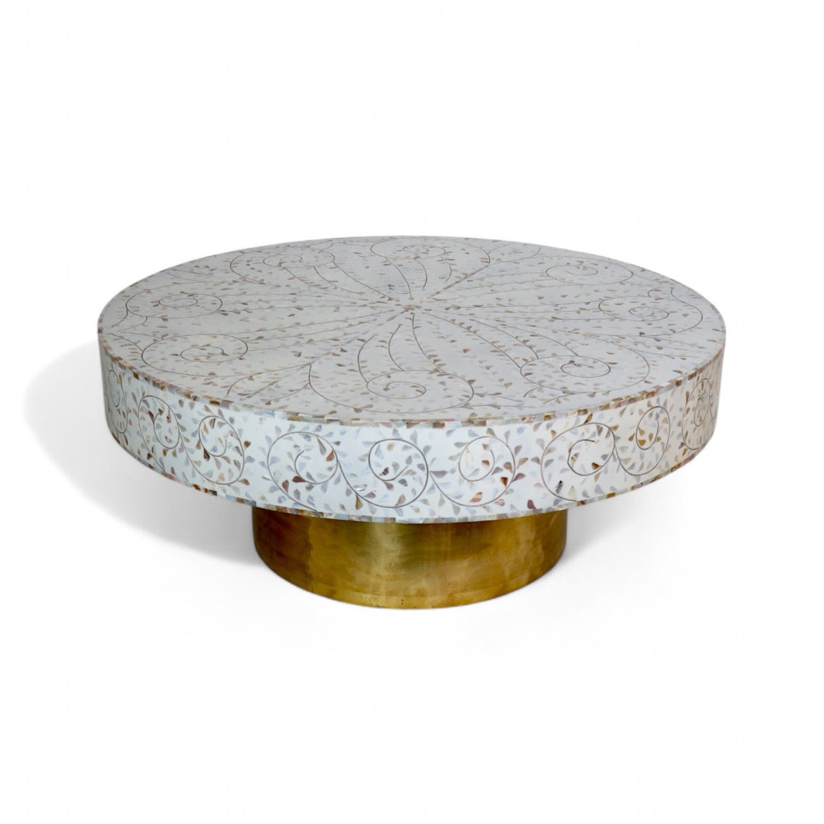 Mother Of Pearl Inlay White Coffee Table