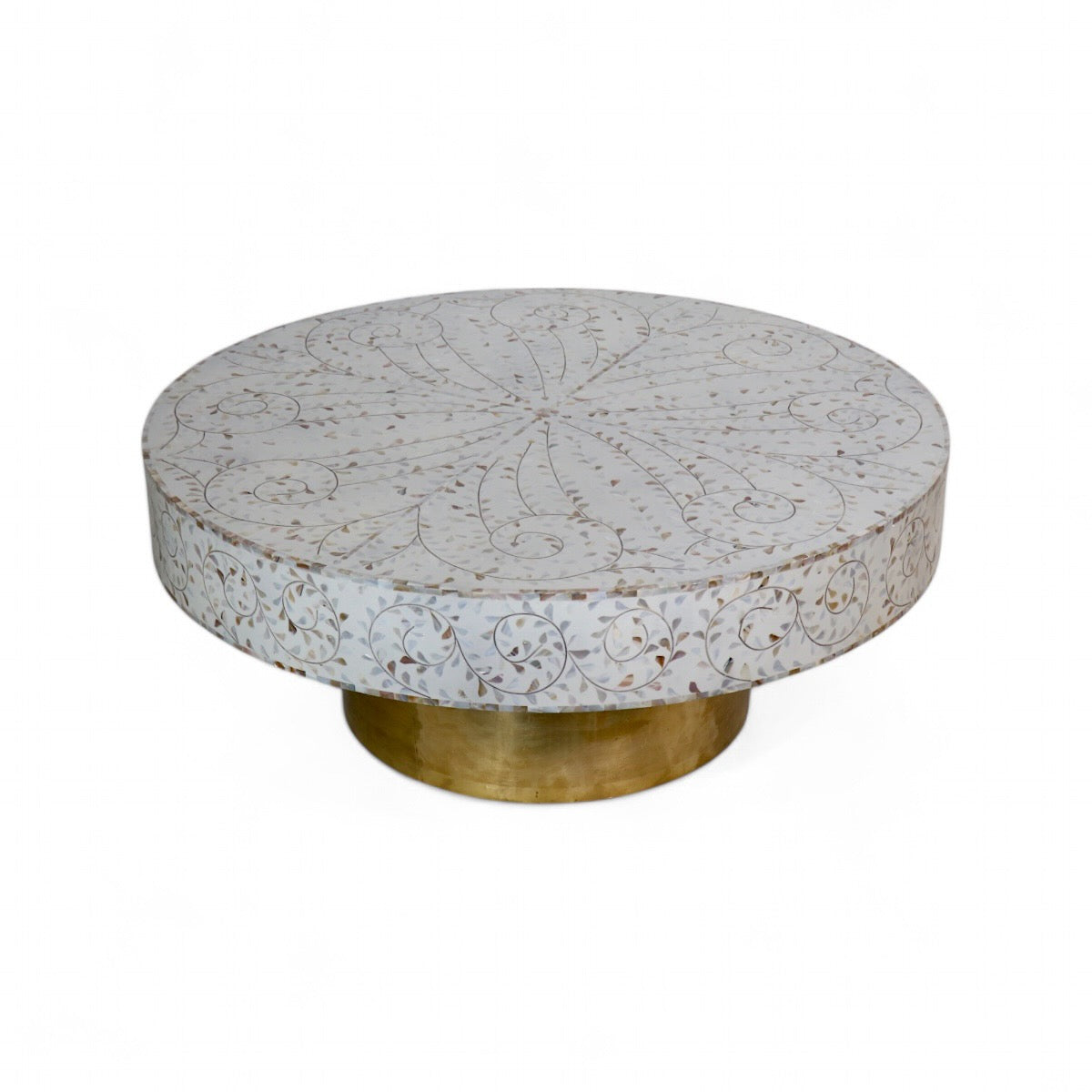 Mother Of Pearl Inlay White Coffee Table
