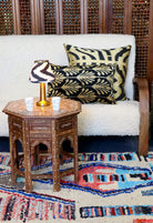 Rectangular Black & Gold Ikat Velvet Pillow