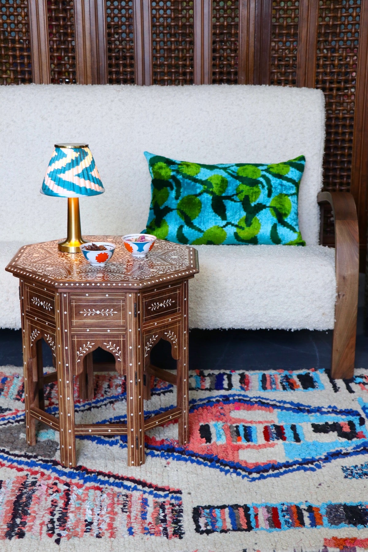 Rectangular Lime Ikat Velvet Pillow