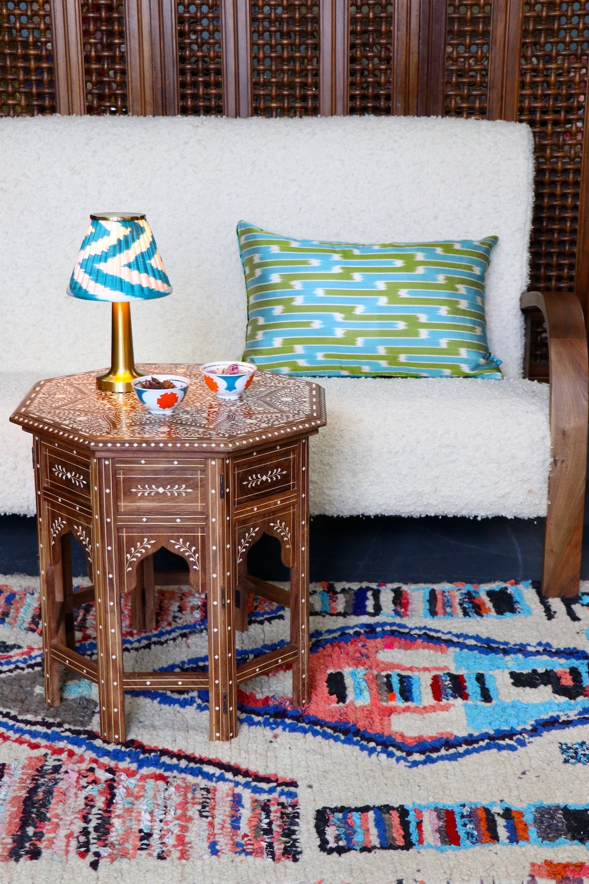 Rectangular Lime Ikat Velvet Pillow