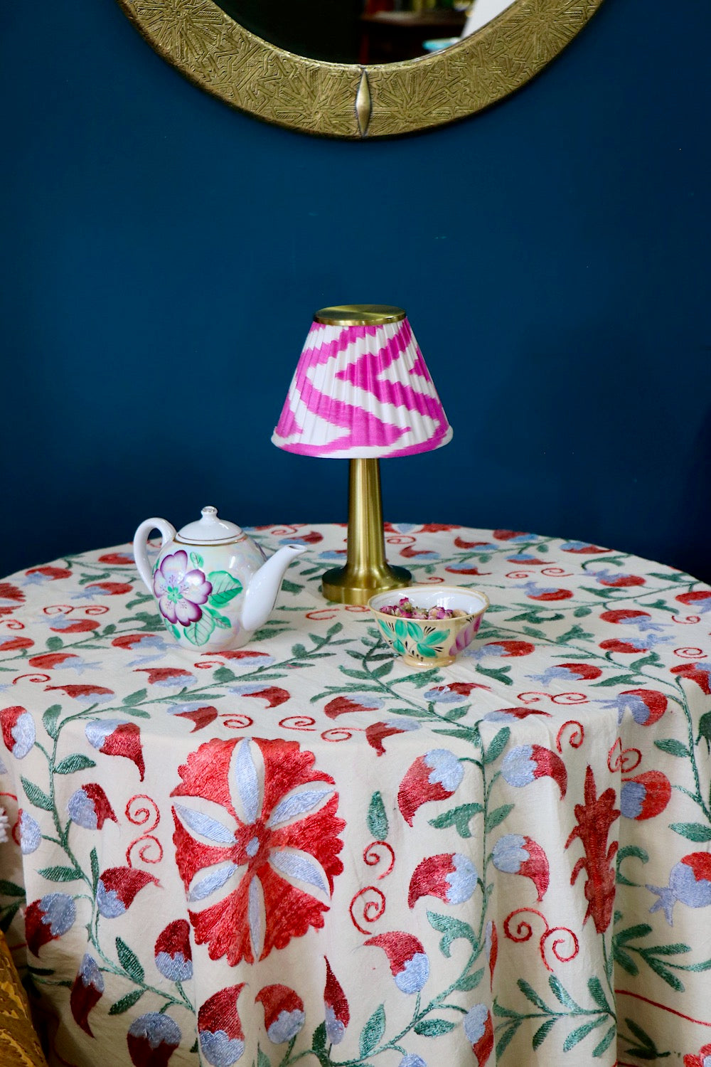 Round Suzani Embroidered Table Cloth