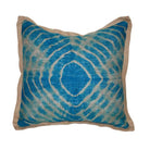 Tie dye teal burlap pillow