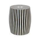 Striped Bone & Resin Table/ Stool- Black