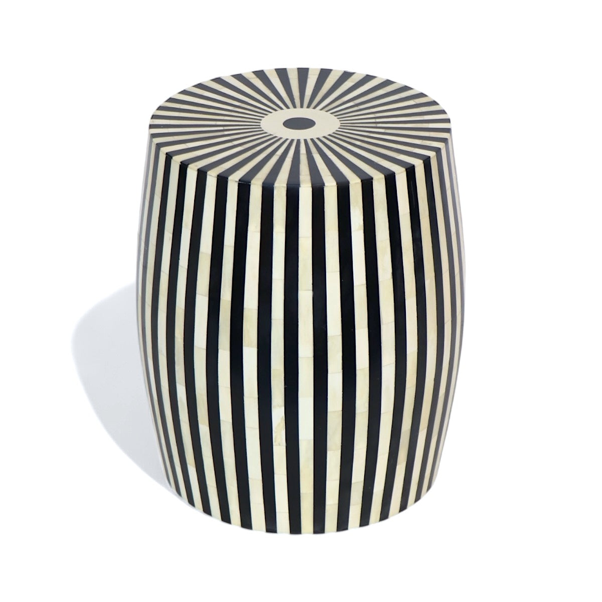 Striped Bone & Resin Table/ Stool- Black