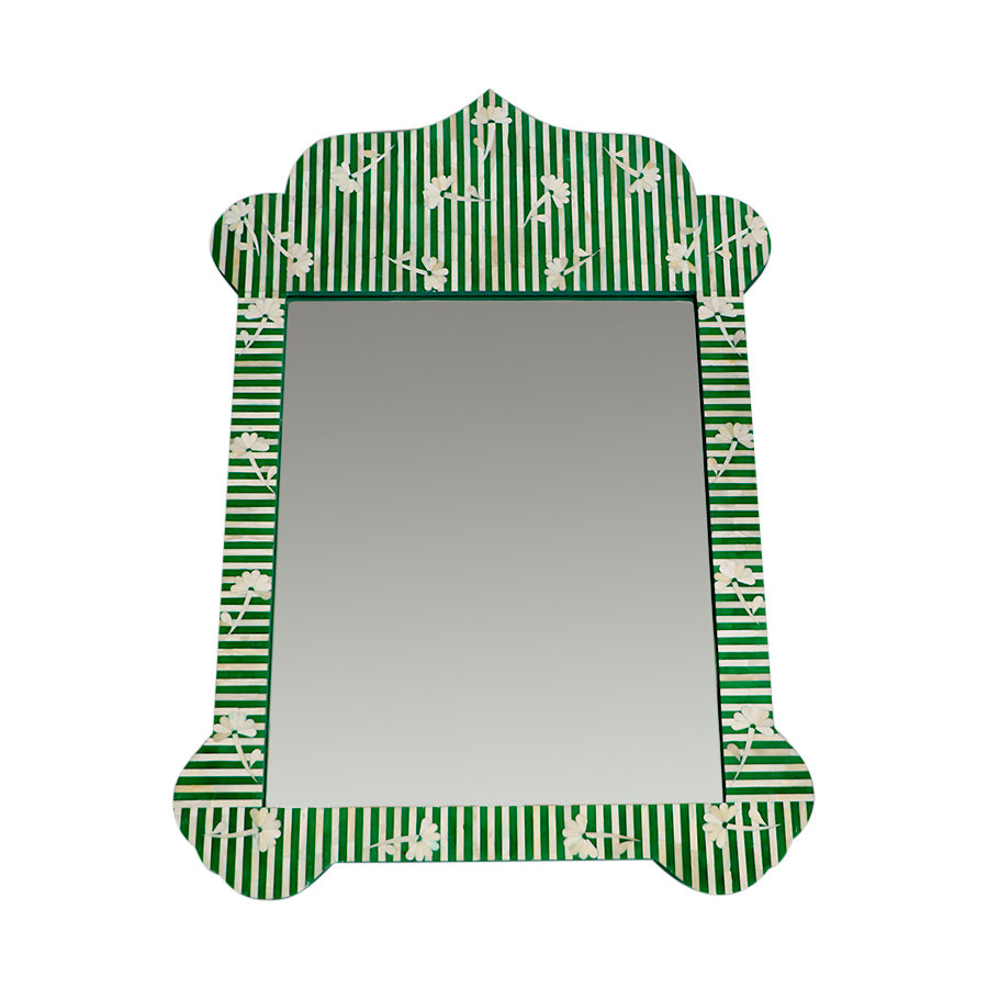 Taj Bone Inlay Mirror - Green