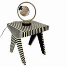 Tangier Bone Inlay Stripped Pattern Bedside Table