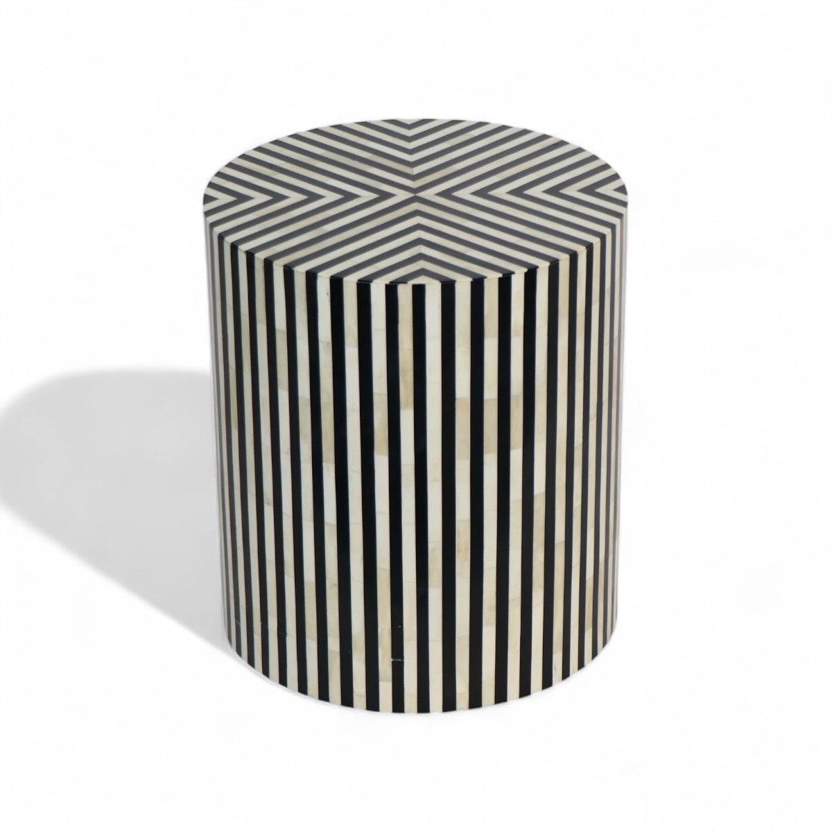 Tata Bone Inlay Drum Table