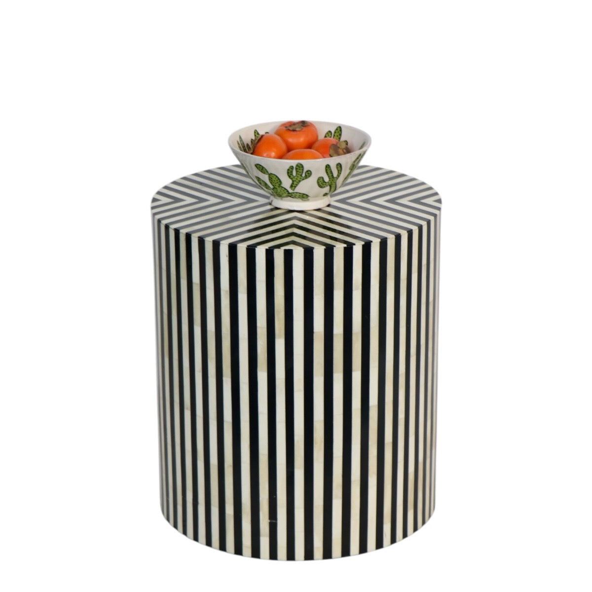 Tata Bone Inlay Drum Table