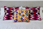 Velvet Ikat Pillows- Safron & Purple
