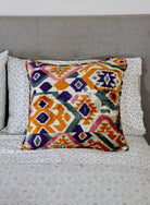 Velvet Ikat Pillow- Saffron& Purple