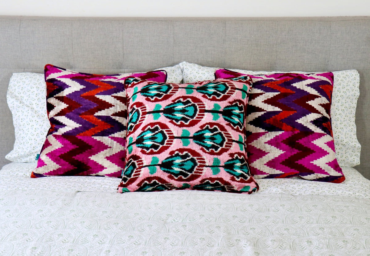 Royal Fuchsia Velvet Ikat Pillows