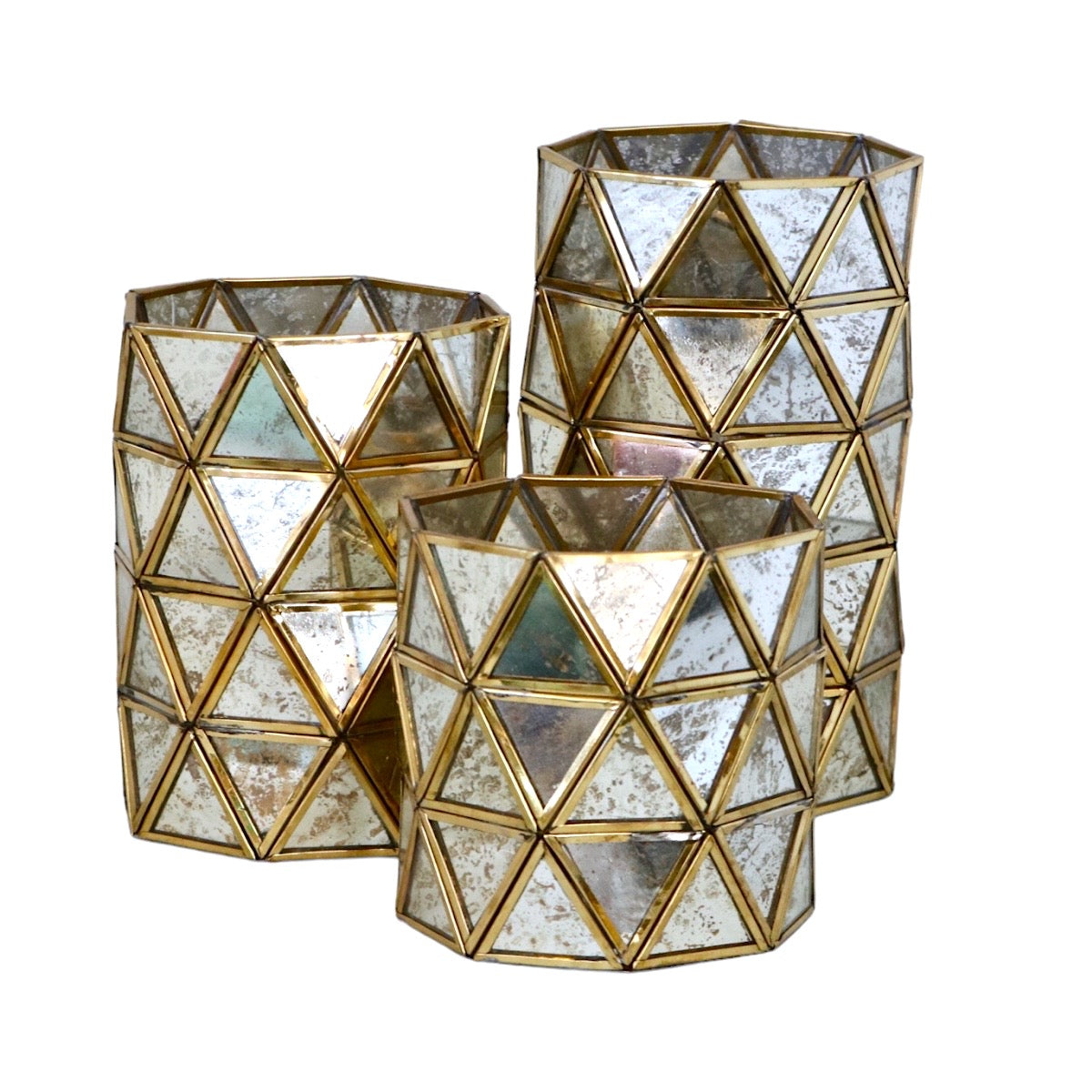 Mercury Glass Candleholders- Set of 3